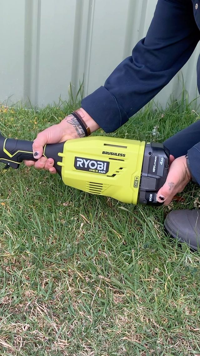 Make quick work of overgrown lawn edges with RYOBI 18V ONE+ Brushless Line Trimmer. RYOBI products are available from Bunnings Warehouse In-store, Online or through Click and Collect. ryobiau #RYOBIAU #busychrisgardening
