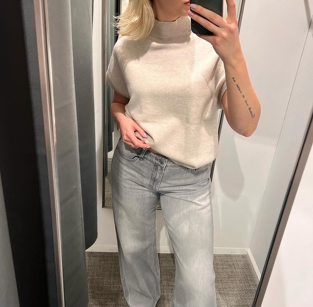 Wide Jeans High Waist Lysegrå - null - 8